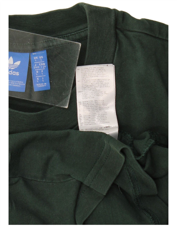 Męski T-shirt z grafiką ADIDAS, duży, zielony, bawełniany