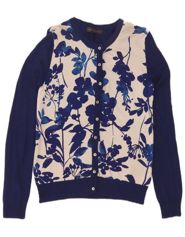 Marks & Spencer Damski sweter rozpinany UK 8 Small, granatowy, w kwiaty, wiskoza