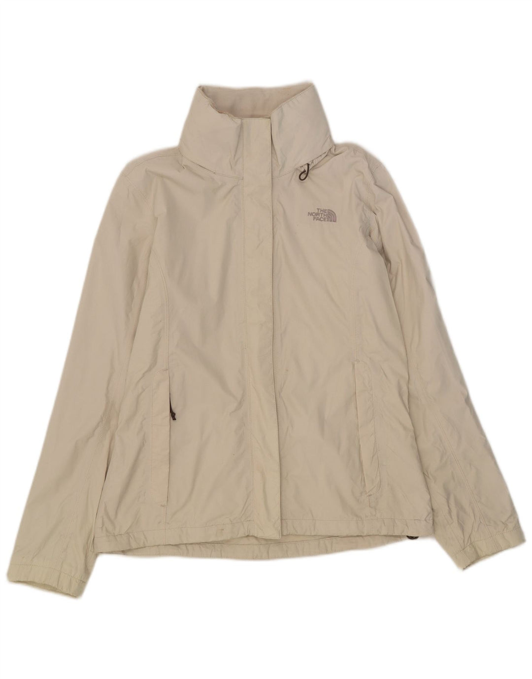 Damska kurtka przeciwdeszczowa z kapturem The North Face UK 14, średni biały nylon