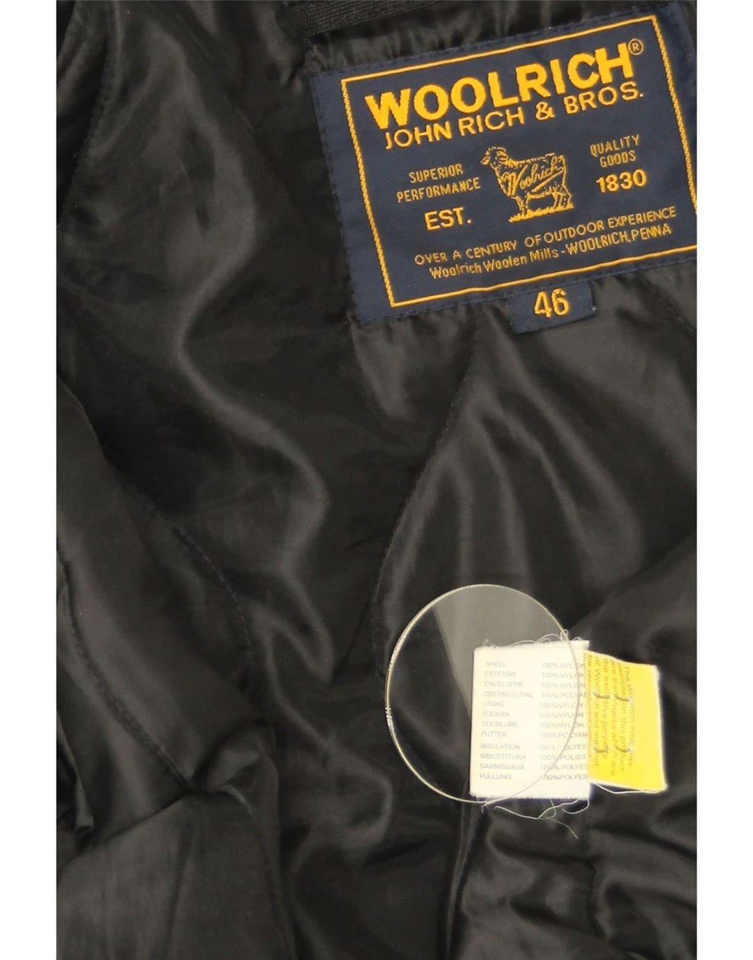 Męska kurtka bomberka z kapturem Woolrich IT 46 Small Black Nylon