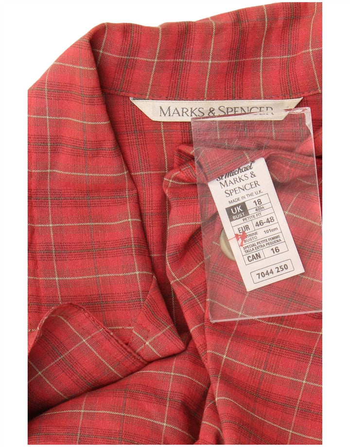 MARKS & SPENCER Damska marynarka z rękawem 3/4, UK 18 XL, czerwona kratka