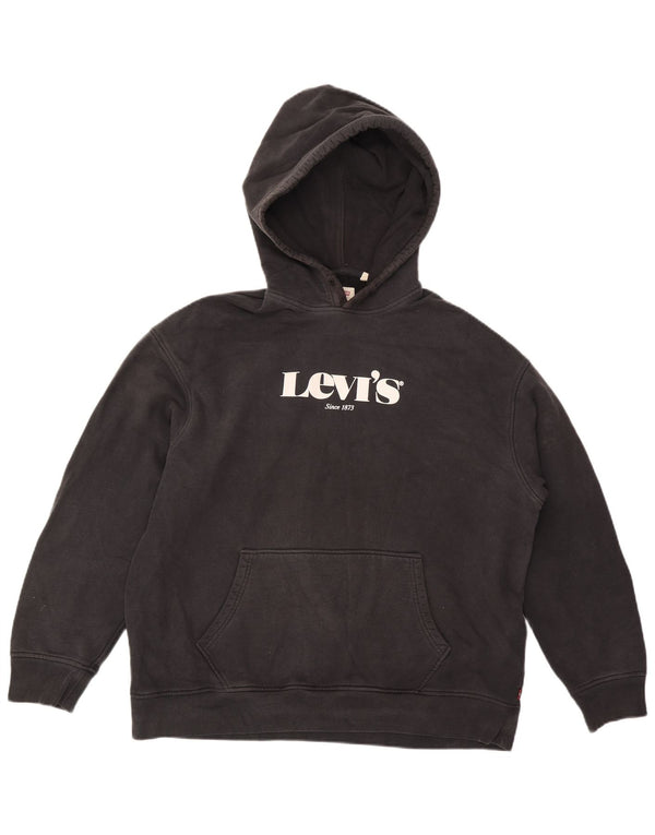 Męski sweter z kapturem Levi's o swobodnym kroju, z grafiką, duży, czarny, bawełniany