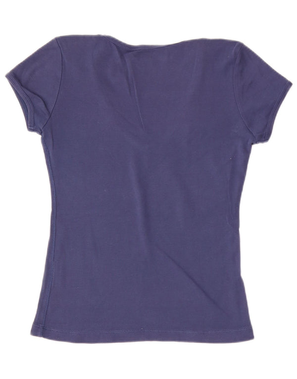 Champion Womens Heritage Fit T-Shirt Top UK 12 Medium Navy Blue Colourblock