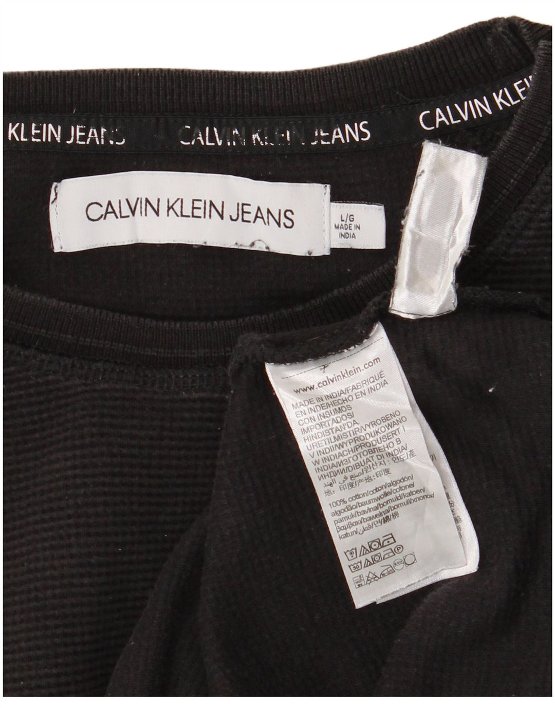 Męski top z długim rękawem Calvin Klein Jeans, duży, czarny, bawełniany