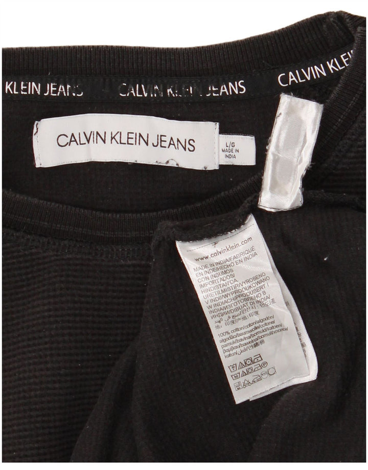 Męski top z długim rękawem Calvin Klein Jeans, duży, czarny, bawełniany