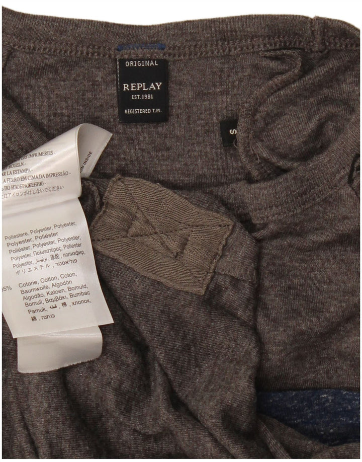 T-shirt damski REPLAY Top UK 10, mały, szary, nakrapiany poliester