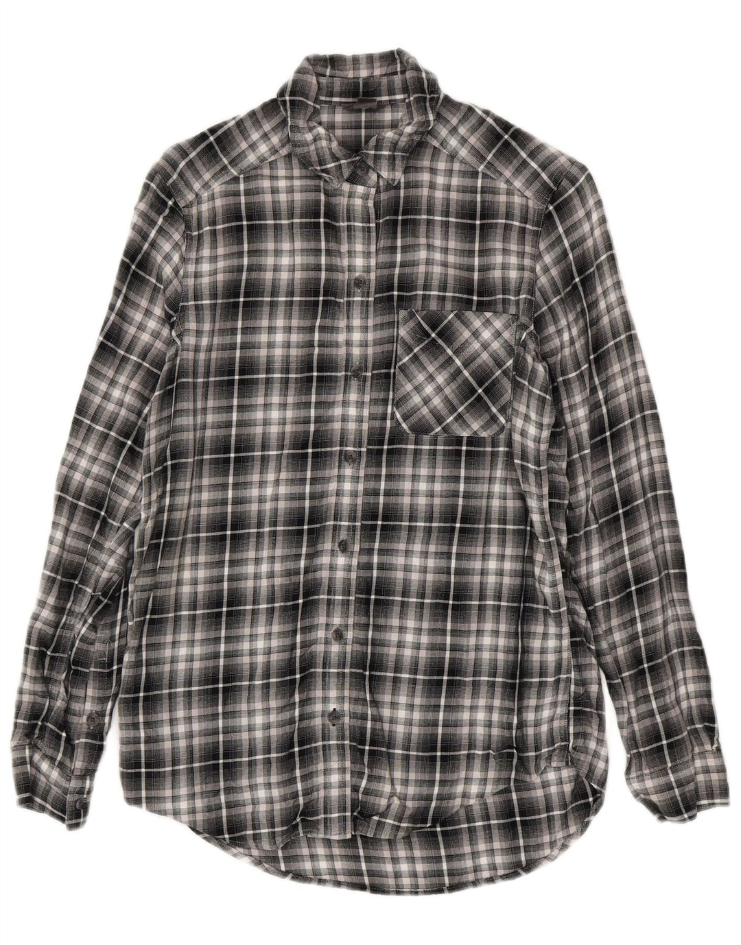 EDDIE BAUER Damska koszula flanelowa UK 6 XS ze sztucznego jedwabiu w czarną kratkę