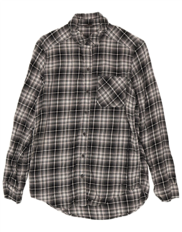 EDDIE BAUER Damska koszula flanelowa UK 6 XS ze sztucznego jedwabiu w czarną kratkę