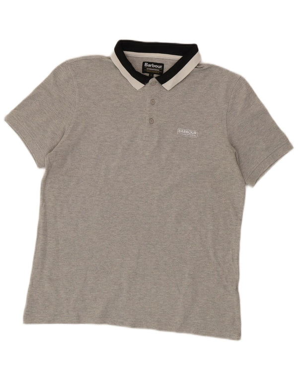 Męska koszulka polo Barbour, duża, szara, bawełniana w bloki kolorów