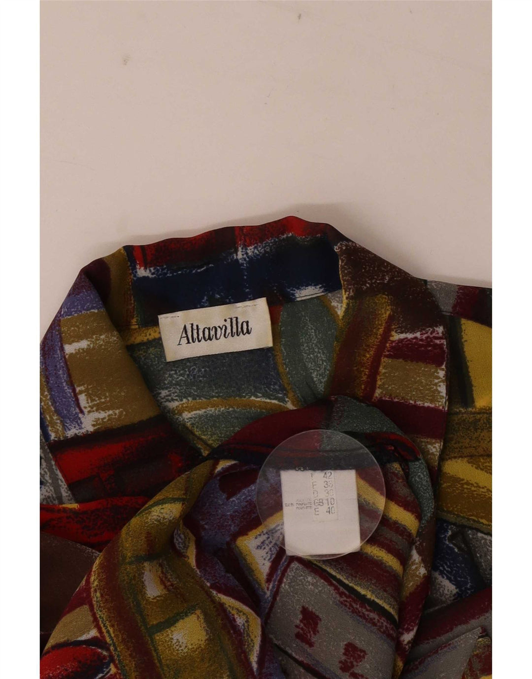 Bluzka damska z krótkim rękawem w stylu vintage, UK 10, mała, wielobarwna