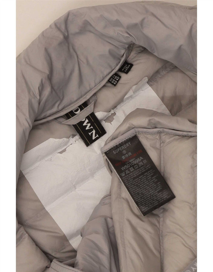 Ocieplana kurtka damska Superdry UK 14 duża, szara nylon