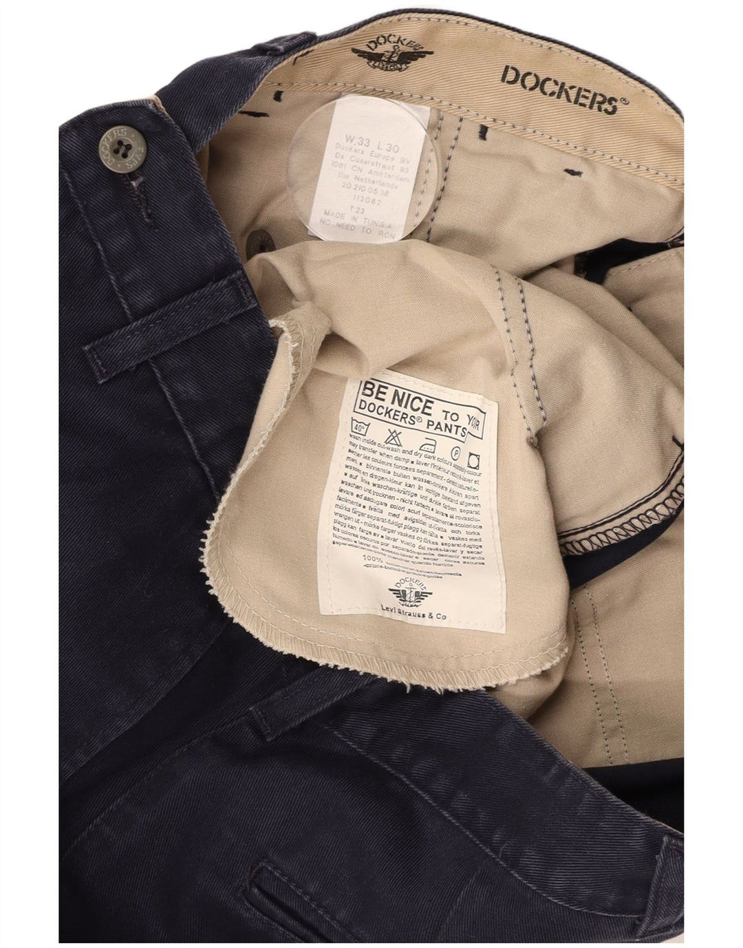 Męskie spodnie chino o luźnym kroju DOCKERS W33 L30 Granatowa bawełna