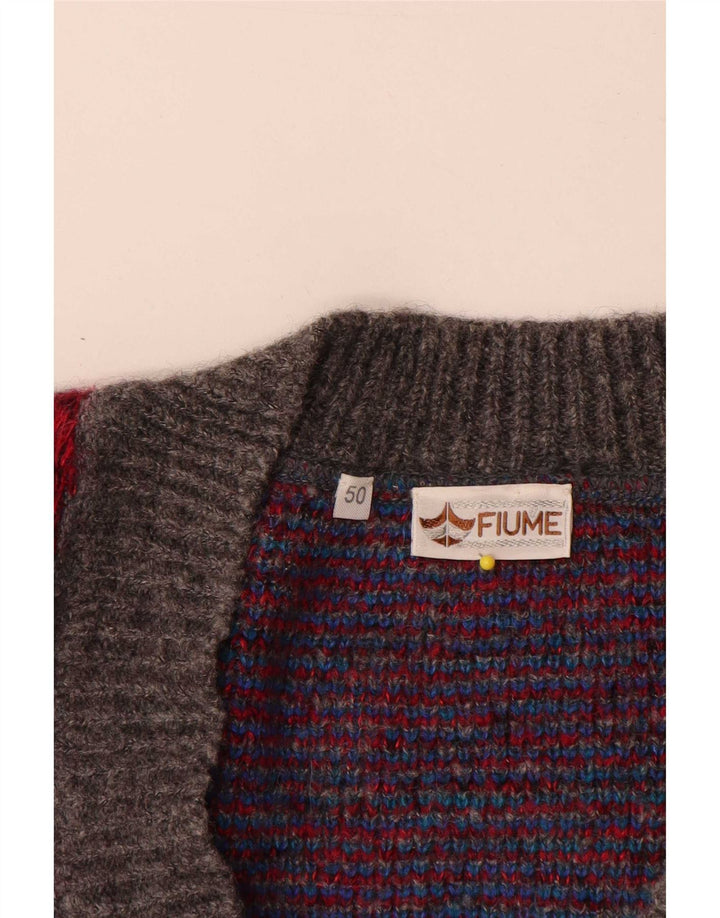 Męski sweter Fiume o luźnym kroju z dekoltem w kształcie litery V IT 50 Średni szary Paisley