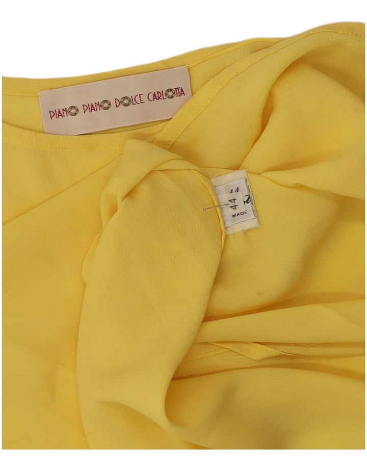 Vintage damski top na ramiączkach IT 44, średni żółty octan