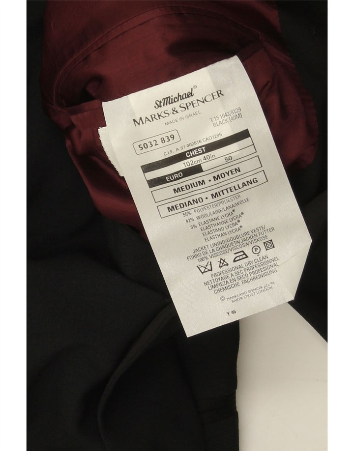 MARKS & SPENCER Mens Moyen 2 Button Blazer Jacket EU 50 Large Black Vintage Marks & Spencer and Second-Hand Marks & Spencer from Messina Hembry 