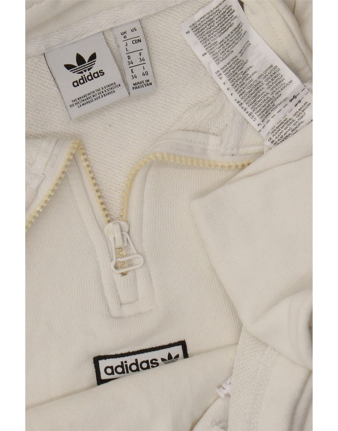Damska bluza Adidas Oversized Crop Zip Neck Sweter UK 8 Small White