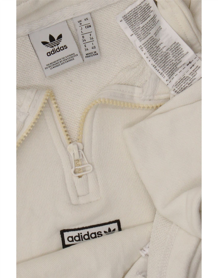 Damska bluza Adidas Oversized Crop Zip Neck Sweter UK 8 Small White