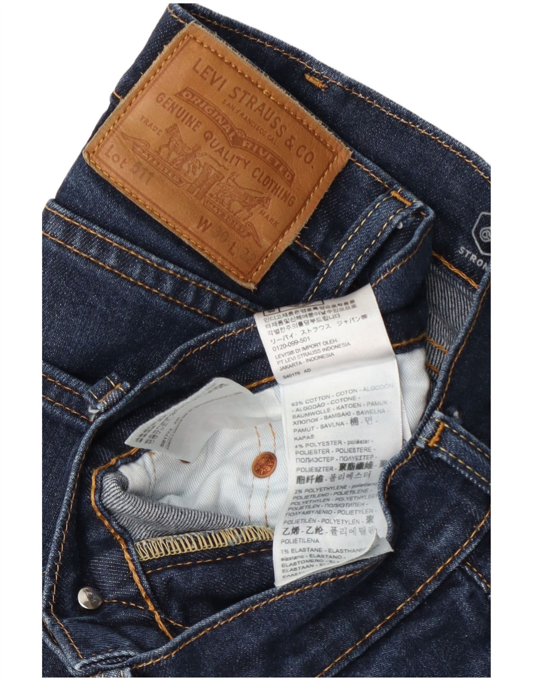 Męskie jeansy Levi's 511 Slim W30 L32 Granatowa bawełna