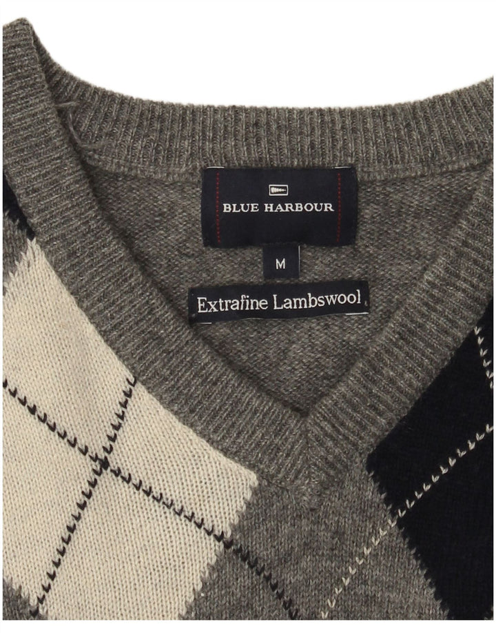 Męski sweter Marks & Spencer Blue Harbor z dekoltem w kształcie litery V, średnioszary