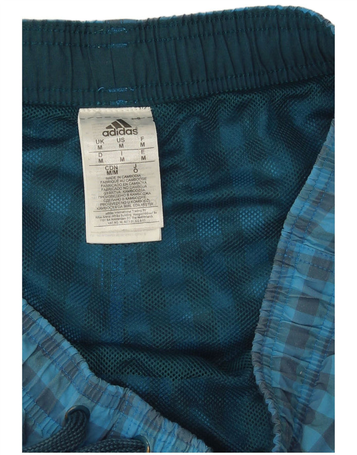 Męskie spodenki kąpielowe Adidas, średni niebieski materiał w kratkę, poliester