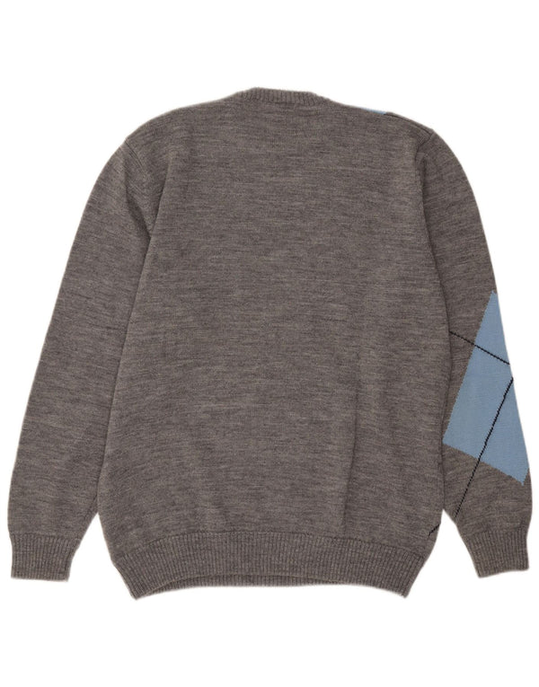 Męski sweter z okrągłym dekoltem Cutter & Buck, duży, szary Argyle/diamentowa wełna