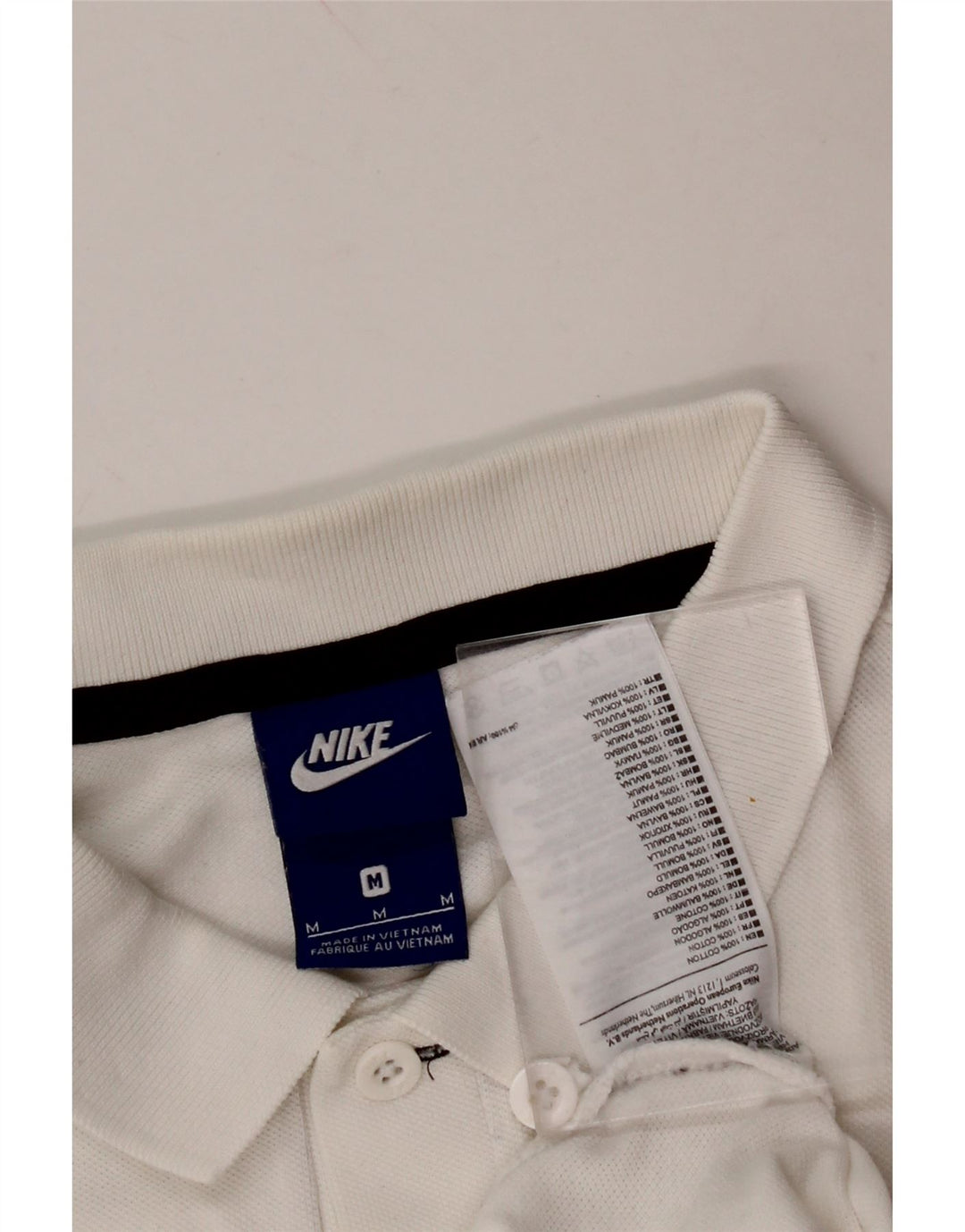 NIKE Mens Polo Shirt Medium White Cotton