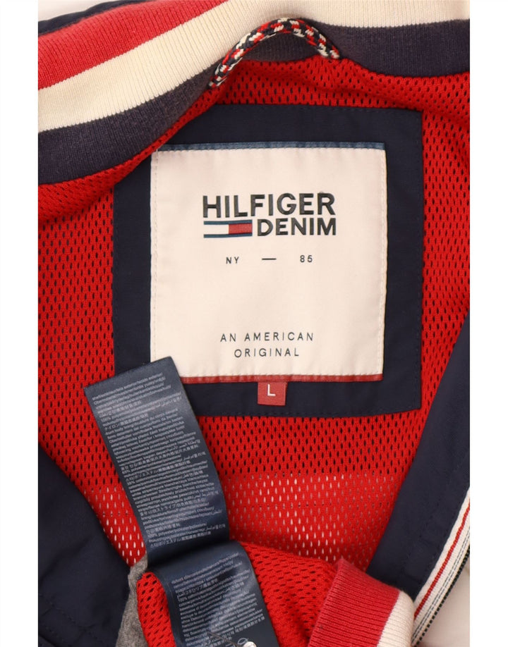 Męska kurtka bomberka Tommy Hilfiger UK 40, duża, granatowa, bawełniana w bloki kolorów