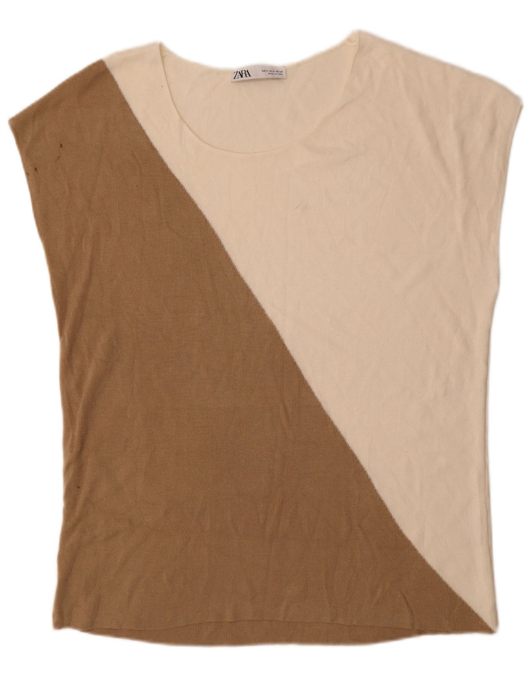 Damska koszulka oversize Zara Top UK 10 Small Beige Colorblock