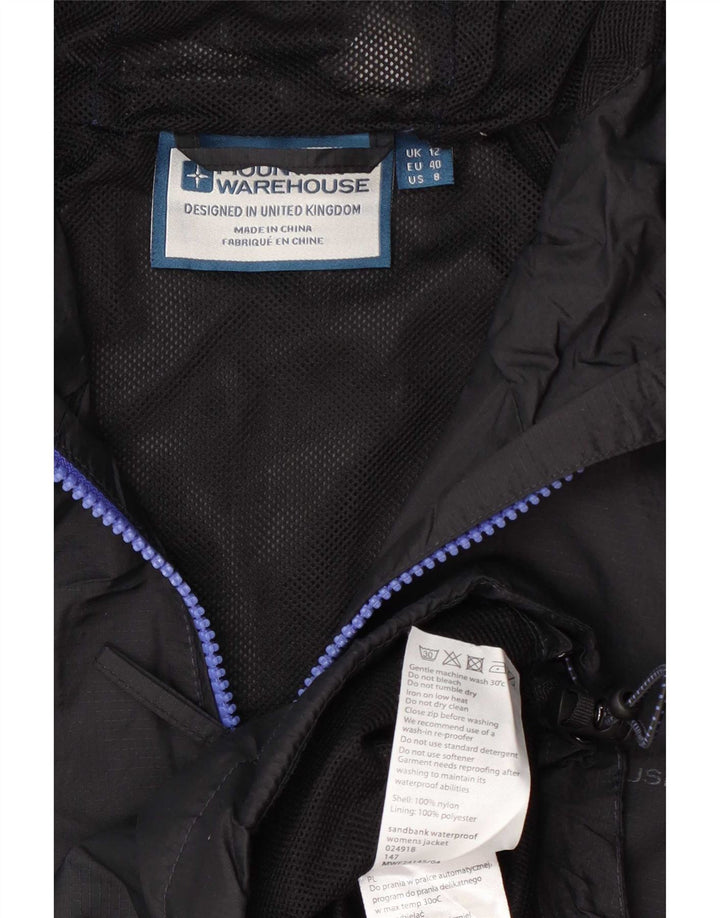 Damska kurtka przeciwdeszczowa z kapturem Mountain Warehouse UK 12, średni czarny nylon