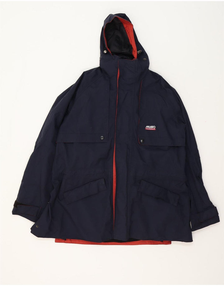 Męska kurtka wiatrówka z kapturem Musto UK 40, duża granatowa, poliester