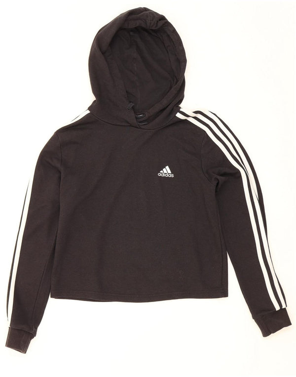 Damska bluza z kapturem Adidas Crop UK 8/10 Mała czarna bawełna
