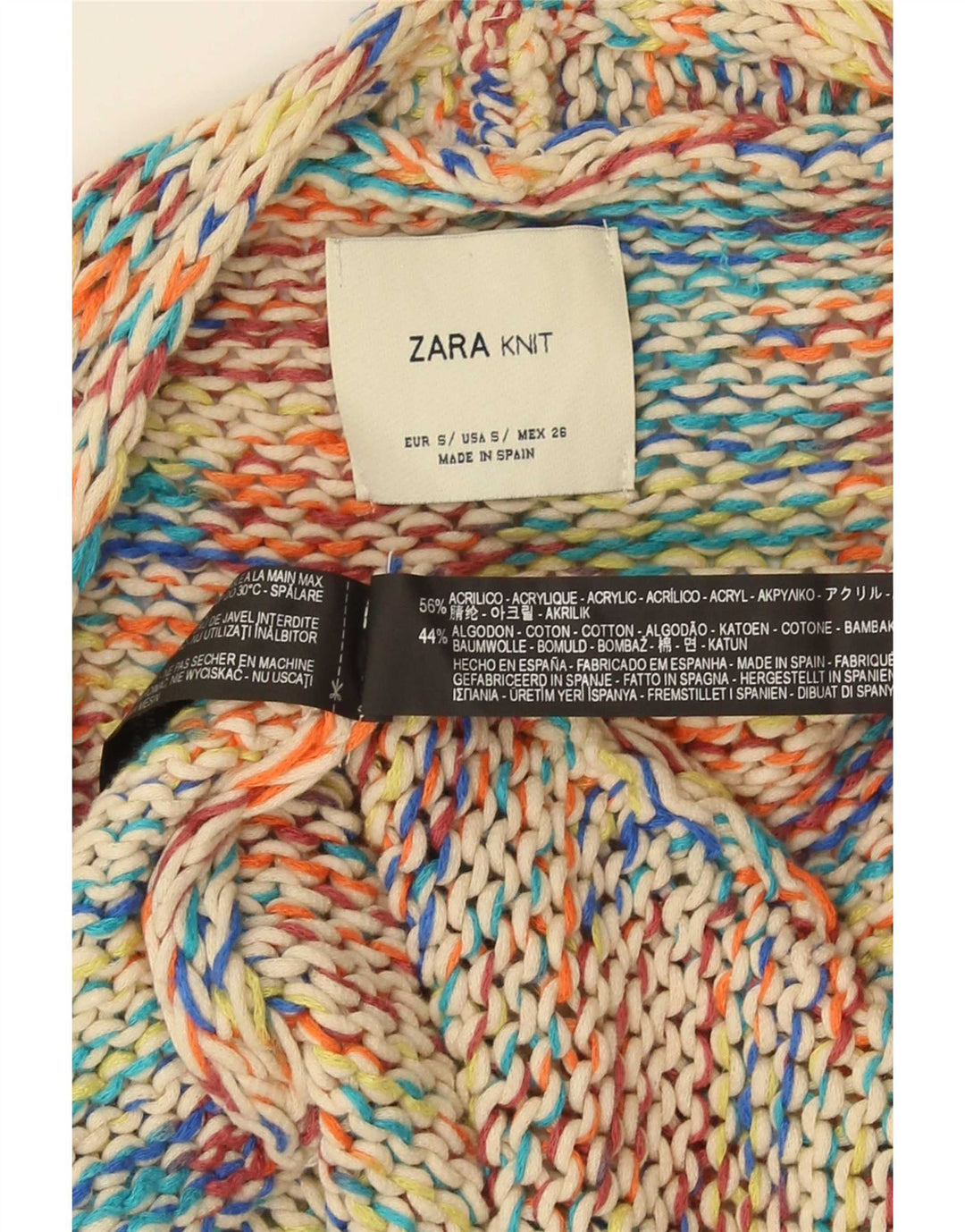 Damski sweter oversize z rękawem 3/4 Zara UK 10, mały, wielokolorowy
