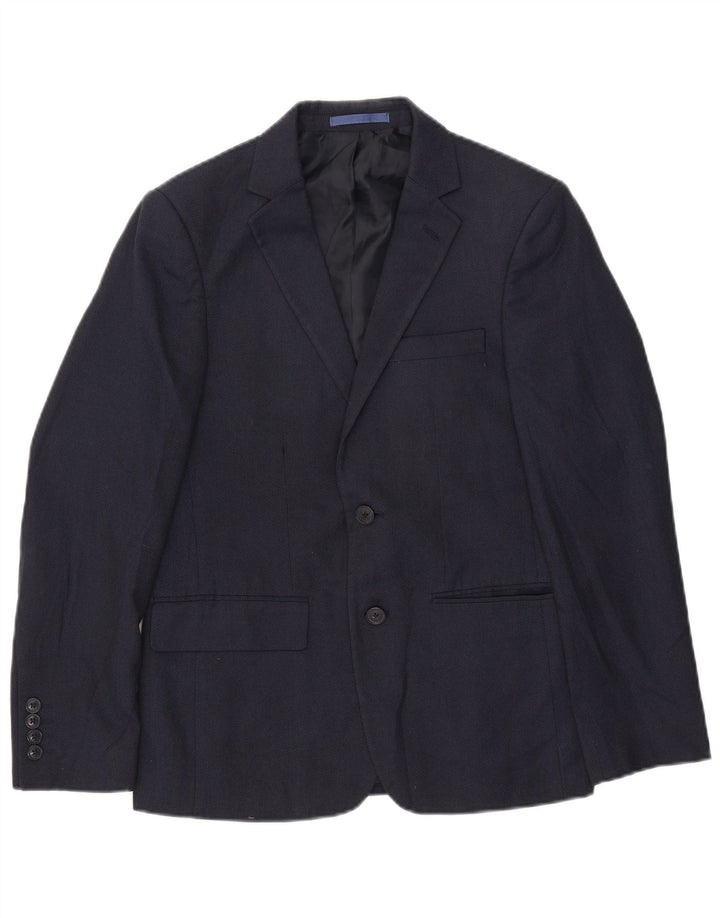 Marks & Spencer Męska marynarka slim fit z 2 guzikami, UK 36, mała, granatowa