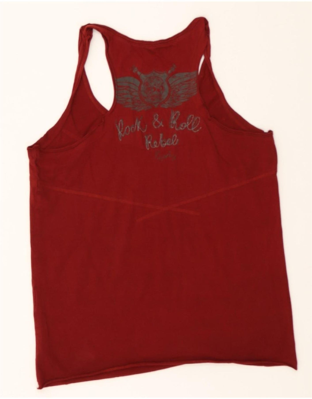 REPLAY Womens Graphic Vest Top UK 12 Medium Burgundy Vintage Replay and Second-Hand Replay from Messina Hembry 