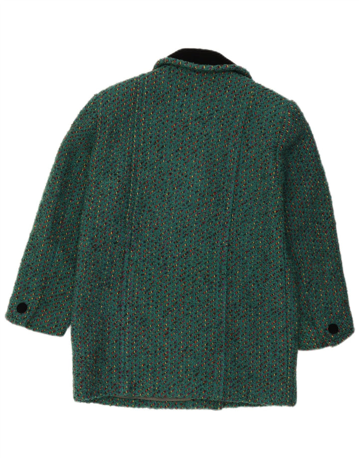 Płaszcz damski w stylu vintage UK 12, średni, zielony, nakrapiany