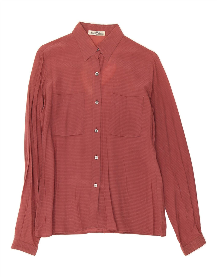 OLD RIVER Womens Shirt UK 12 Medium Maroon Flecked Vintage Old River and Second-Hand Old River from Messina Hembry 
