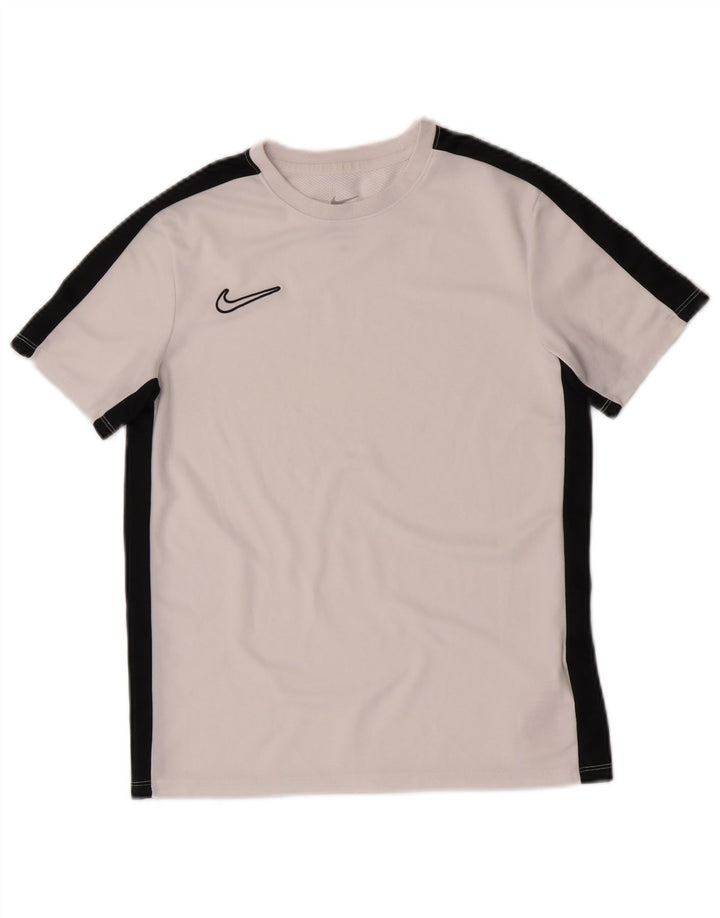 Chłopięcy T-shirt Nike Dri Fit na 12-13 lat, duży, biały poliester z blokami kolorów