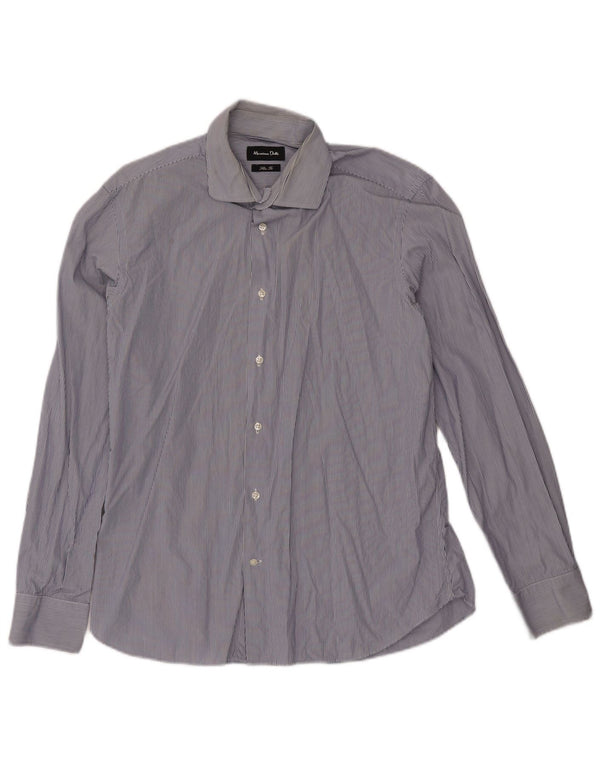 Męska koszula slim fit Massimo Dutti rozmiar 43 17 duża granatowa w paski