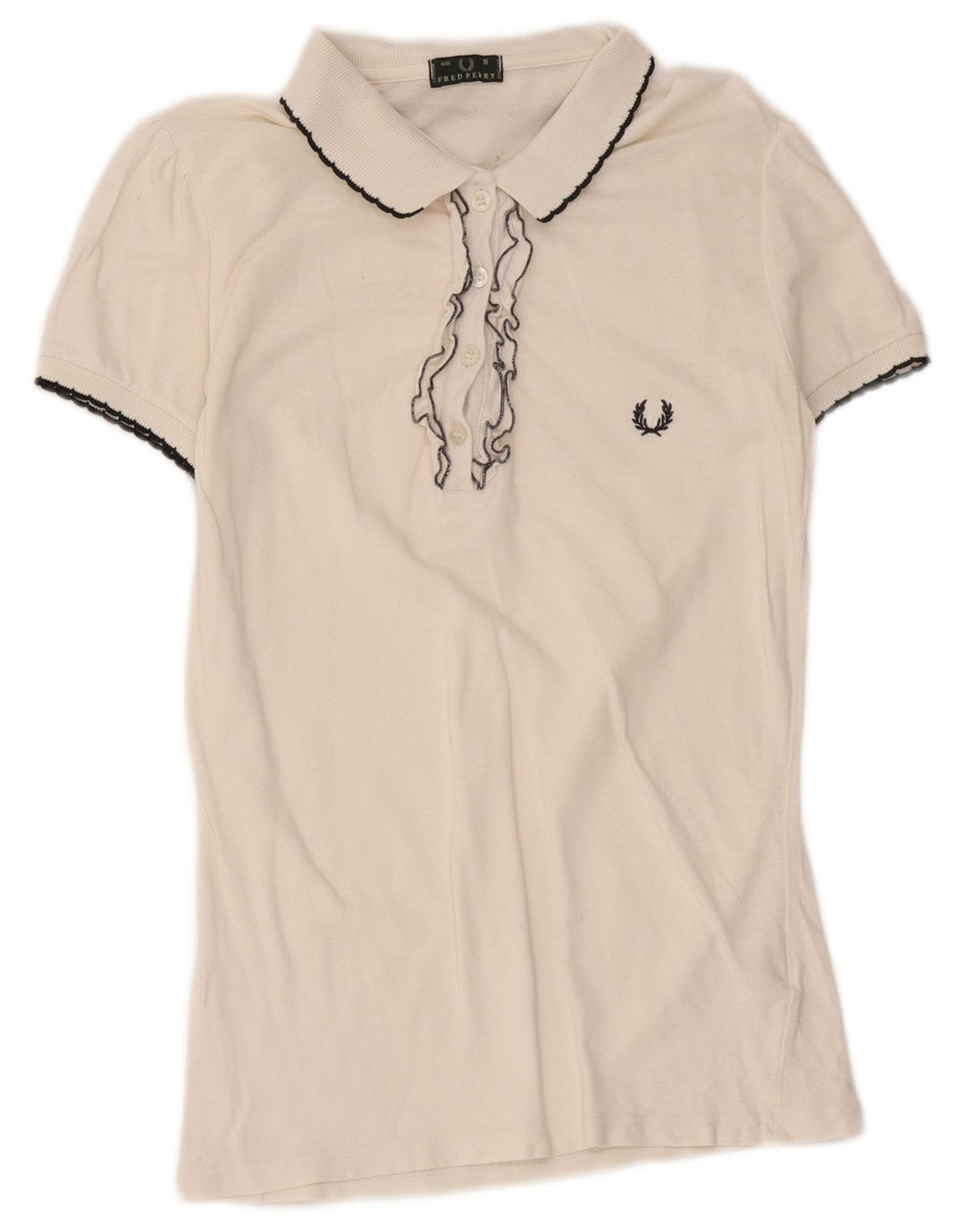 Damska koszulka polo Fred Perry UK 10, mała, złamanej bieli, bawełniana