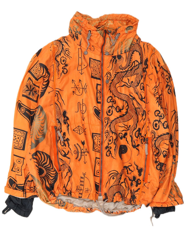 Vintage męska kurtka dresowa z podszewką UK 42 XL Pomarańczowy nadruk zwierzęcy