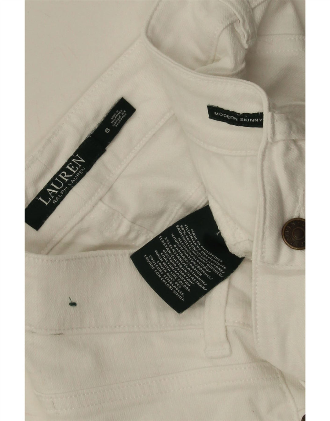 Damskie nowoczesne jeansy rurkowe Ralph Lauren US 6 Medium W30 L31 Biała bawełna