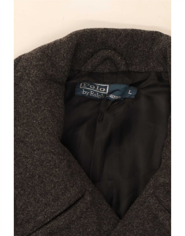 Polo Ralph Lauren Męski płaszcz grochowy UK 40, duży, szary, wełniany