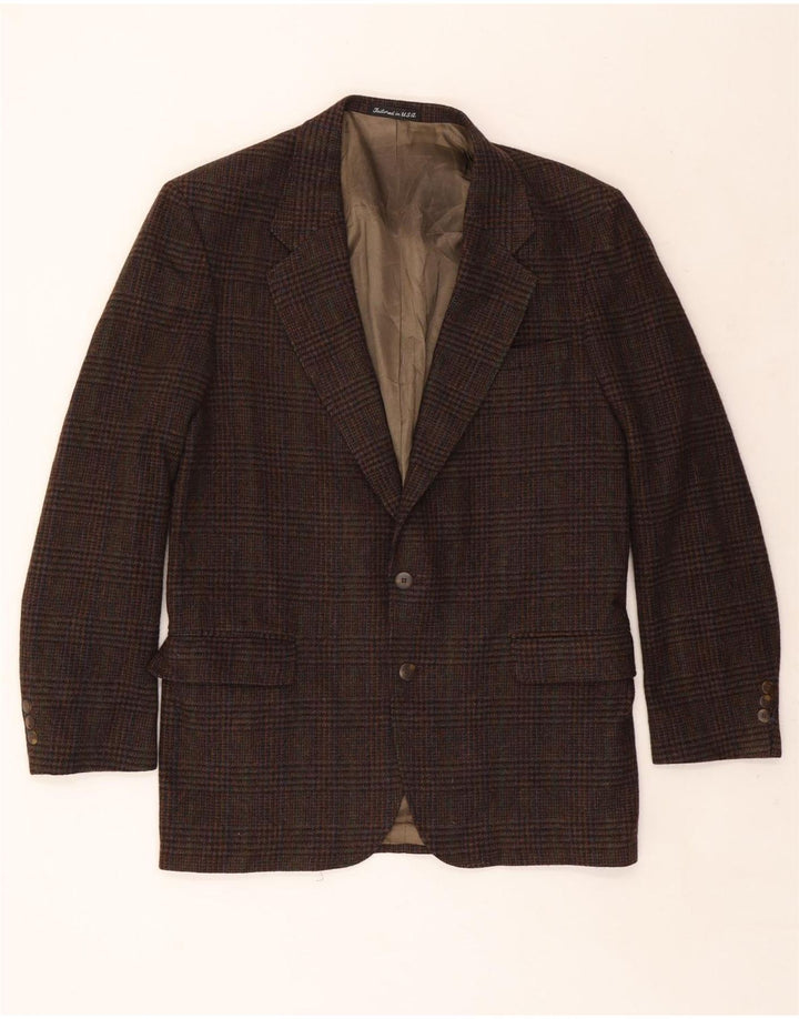 Męska marynarka Woolrich zapinana na 2 guziki UK 38 Średnio brązowa wełna w pepitkę