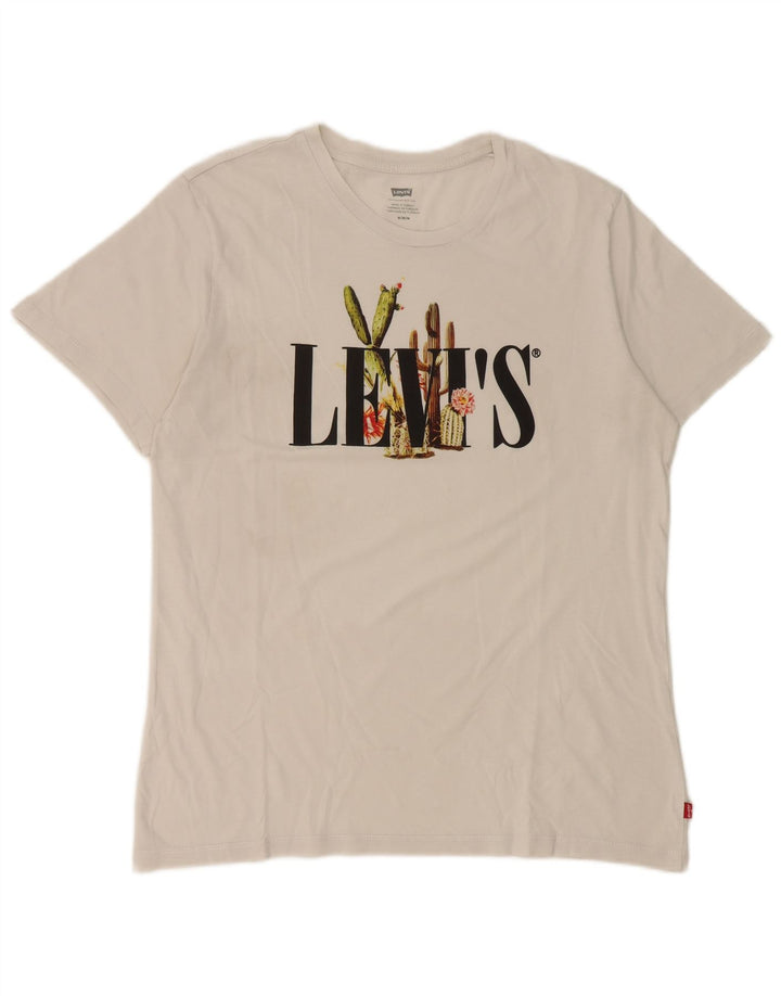 Damska koszulka z grafiką Levi's Top UK 14 Średnia biel