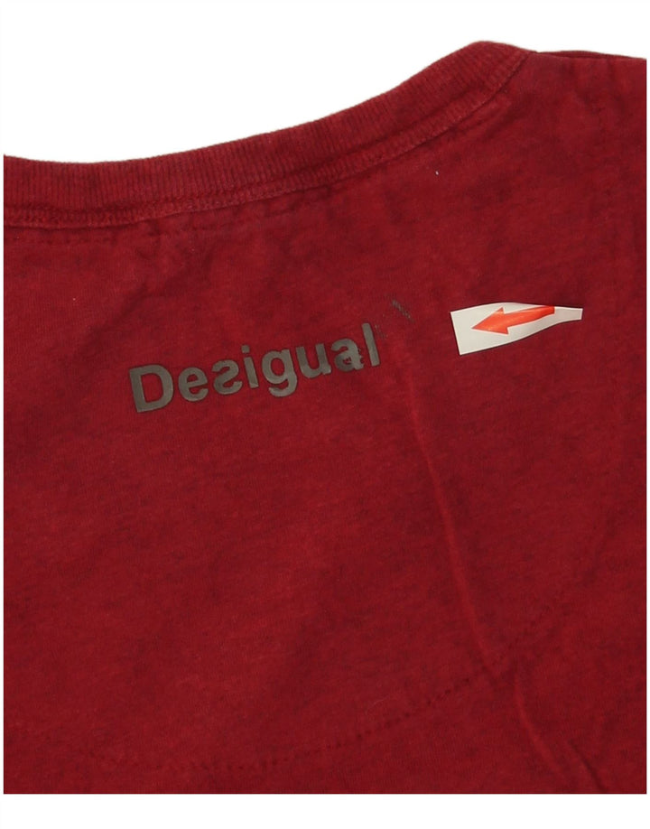 Desigual męski T-shirt z grafiką Top, mały, czerwony, bawełniany