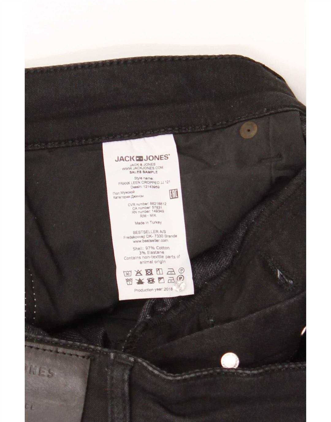 Męskie proste dżinsy Jack & Jones W34 L27 Czarne bawełniane