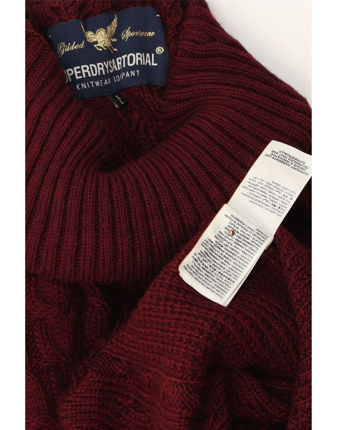 Damski sweter Superdry z okrągłym dekoltem, UK 18 XL, bordowy, akryl