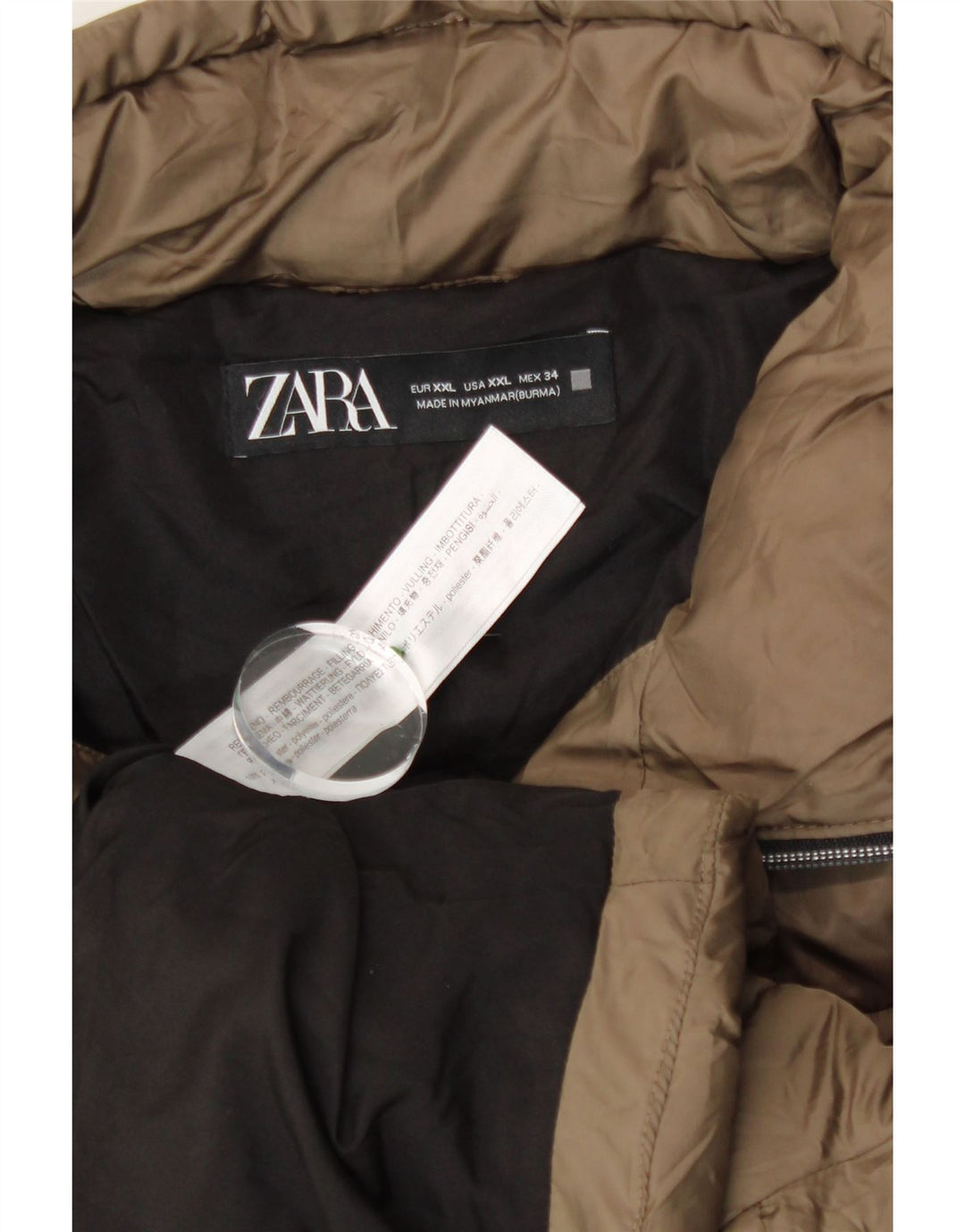 Kurtka damska Zara Crop Padded Jacket UK 20 2XL Khaki Poliester