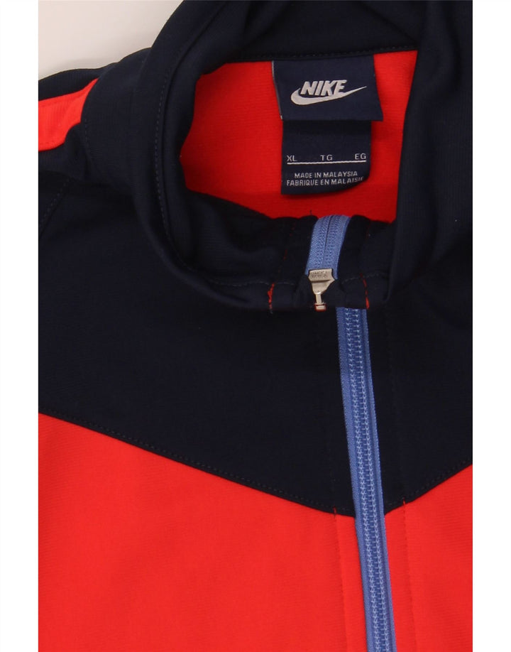 NIKE Girls Tracksuit Top Jacket 13-14 Years XL Red Colourblock Polyester Vintage Nike and Second-Hand Nike from Messina Hembry 
