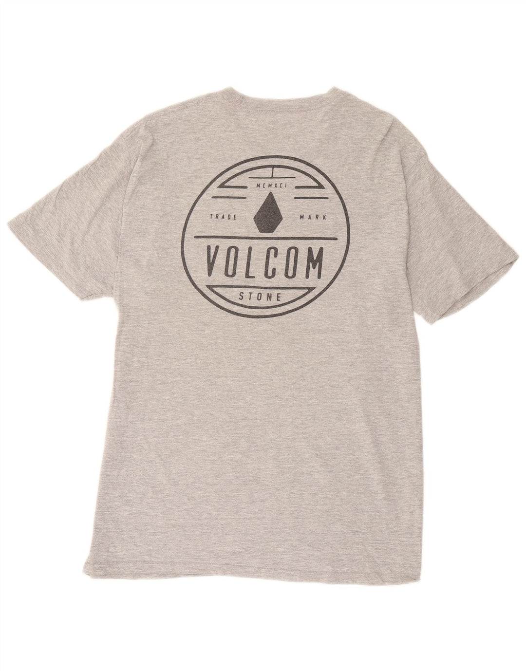 Męski T-shirt z grafiką Volcom, duży, szary, bawełniany w plamki